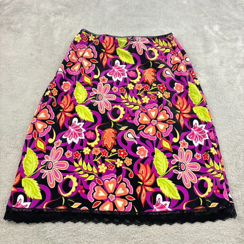 VTG Xhilaration Skirt Womens S Multicolor Floral Lace Trim Y2K Whimsy Goth Fairy